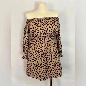 Shein Off Shoulder Leopard Print Women's Dress (549)